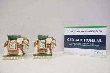Afbeelding van Set van 2 Chinese Keramische Olifanten