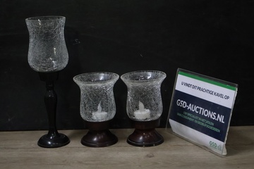 Afbeelding van Set van 3 'Crackle Glass' Theelichthouders''