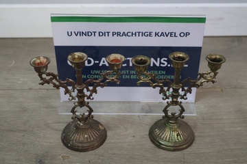 Afbeelding van Vintage  3 armige kandelaars 2 stuks