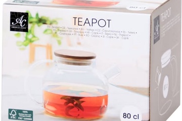 Afbeelding van Glazen Theepot - Bamboe Deksel - 800ml