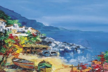 Afbeelding van Roberto di Viccaro - Barche a riva - Afm. 60x80 cm