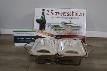 Afbeelding van Set van 2 Serveerschalen met Verzilverd Onderstel & Deksel