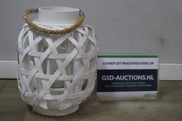 Afbeelding van Wit Gevlochten Kaarslantaarn'