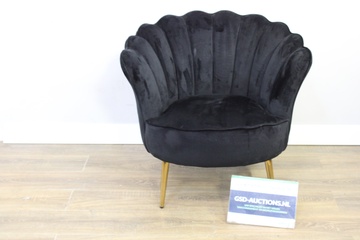 Afbeelding van Zwart Fluwelen Schelpfauteuil