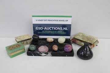 Afbeelding van Vintage Set van Marmeren Doosjes en Eieren