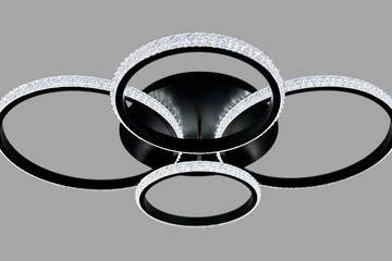 Afbeelding van Led plafonlamp met 4 ringen 65/50cm mat zwart
