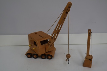 Afbeelding van Vintage Houten Speelgoed Kraanwagen - FWF