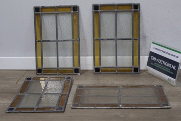 Afbeelding van Set van 4 Vintage Glas-In-Lood Ramen