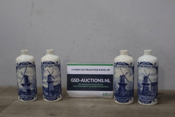 Afbeelding van Vintage Set van 4 Delftsblauwe Jeneverflessen