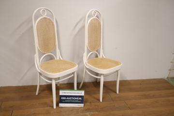 Afbeelding van Set van 2 Vintage Witte Thonet-Stoelen