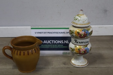 Afbeelding van Vintage keramische apothekerspot en aardewerk kan