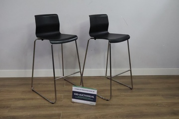 Afbeelding van Set van 2 Barkrukken met Zwart Zitvlak