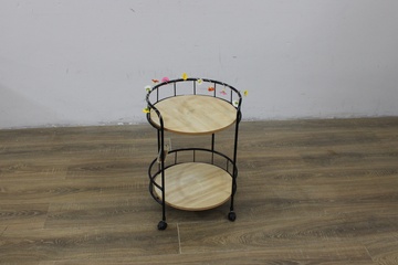 Afbeelding van 2-Laags Ronde Bijzettafel op Wieltjes