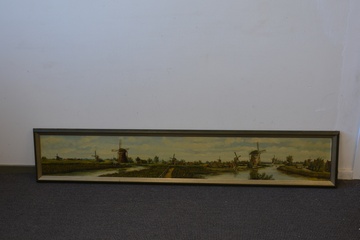 Afbeelding van Groot beschilderd paneel van een molenlandschap, van Lith
