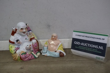 Afbeelding van Set van 2 Kleurrijke Porseleinen Boeddha's