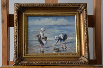 Afbeelding van Schilderij naar de Haagsche School: Kinderen in zee