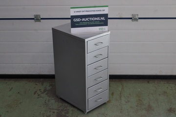 Afbeelding van Verrijdbare Zilverkleurige Metalen Ladekast