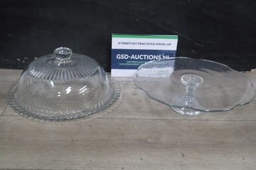 Afbeelding van Combi van Glazen Taartplateau met Glazen Stolp