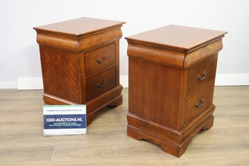 Afbeelding van Set van 2 Houten Nachtkasten met Dubbele Lade