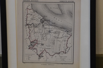 Afbeelding van Ingelijste antieke kaart van Delfzijl, Groningen 1867