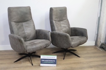 Afbeelding van Set van 2 Grijskleurige Draaibare Relaxfauteuils