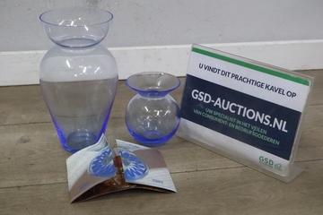 Afbeelding van Set van 2 Blauw-Glazen Vazen