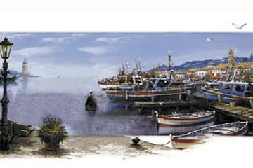 Afbeelding van Reint Wothaar - Peacefull French harbour - Afm. 35x70cm
