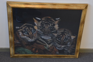 Afbeelding van Fraaie krijttekening van 3 tijgertjes, door Marielle
