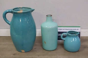 Afbeelding van Blauwe aardewerk vazen 3 stuks'
