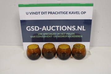 Afbeelding van Set van 4 Amberkleurige Glazen Waxinelichthouders