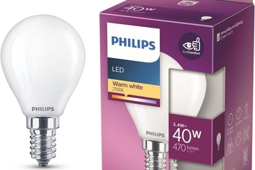 Afbeelding van Philips LED lamp - Kogellamp met E14 fitting - Warmwit licht