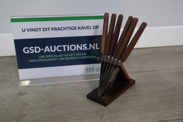 Afbeelding van Vintage fruitmessen 6 stuks met standaard