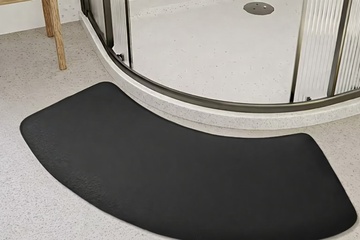 Afbeelding van Douche en badmat zwart - halfrond