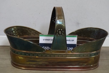 Afbeelding van Antieke koperen Jardinière plantenbak