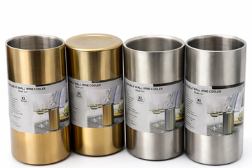 Afbeelding van Partij 4x XL Double Wall Wine Cooler – goud & zilver