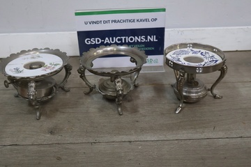Afbeelding van Set van 3 Antiek Verzilverde Theepotwarmers