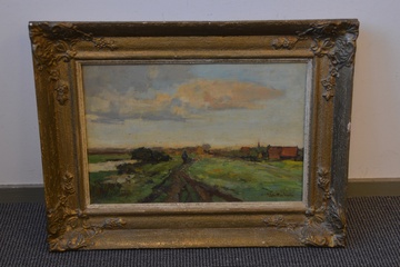 Afbeelding van Bijzonder schilderij van Louis Stutterheim: Stadsgezicht.