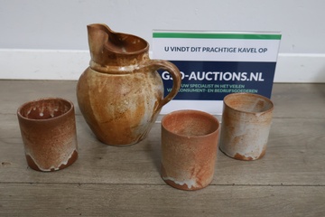 Afbeelding van Aardewerk kan met 3 Bekers