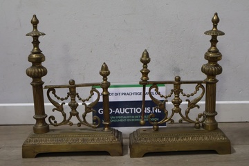 Afbeelding van Set van 2 Antiek Koperen Haardbokken