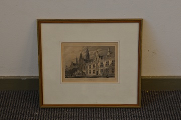 Afbeelding van Fraaie oude prent: Gemeentehuis van Leiden
