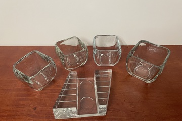 Afbeelding van Kaars houder en bloempotten  hele zware glaswerk