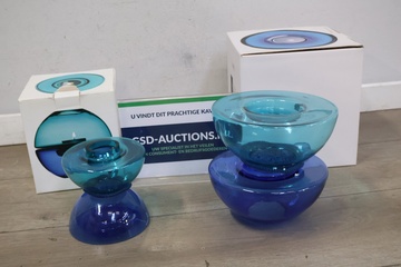 Afbeelding van Set van 2 Blauwe Sagaform Shine Waxinelichthouders