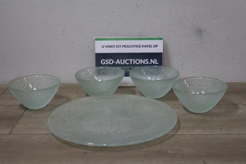 Afbeelding van Glazen kommen 4 stuks met schaal''