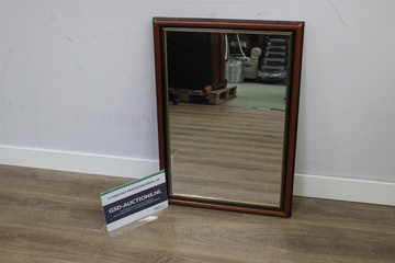 Afbeelding van Vintage Rechthoekige Wandspiegel in Houten/Messing Lijst