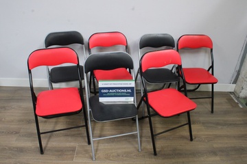 Afbeelding van (7) Set van 4 Rode & 3 Zwarte HAEST Klapstoelen