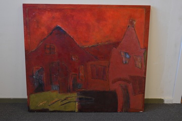 Afbeelding van Acrylschilderij van Jeanne Beenackers:'Huis'.