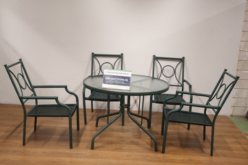 Afbeelding van 5-Delig Groen Metalen Tuinset (4 Stoelen & 1 Tafel)