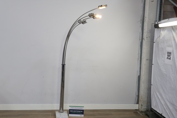 Afbeelding van Vintage Verchroomde Booglamp op Marmeren Voet