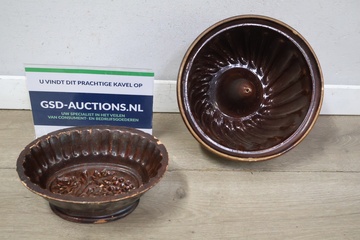 Afbeelding van Vintage keramische puddingvormen 2 stuks''