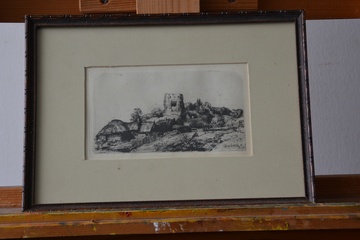 Afbeelding van Ingelijste artprint van Rembrandt: Fantasielandschap, 1639